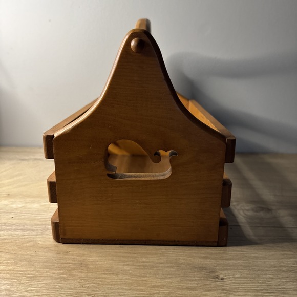 Vintage Wood Carrier Caddy Tote Tool Box Farmhouse Whale Inserts Primitive Decor - Picture 3 of 8